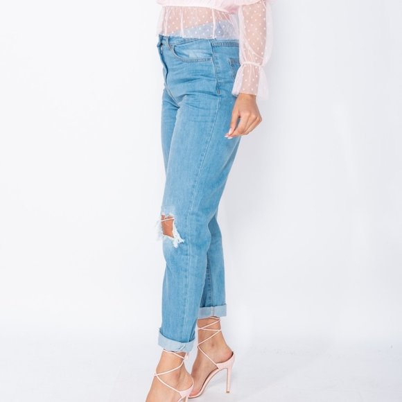 Theodora High Rise Distressed Mom Jeans - Picture 5 of 8